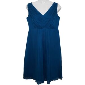 J Crew Silk Dress Lined V Neck Back Sleeveless Teal Blue Size 12 Petite